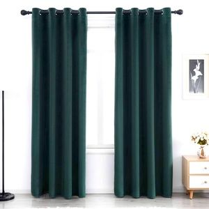 96 inch long Forest Green Velvet Curtains x4 LIKE NEW